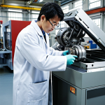 **

A bustling factory floor filled with advanced metalworking machinery. Engineers in lab coats collaborate, examining a newly produced metal component. Focus on the energy and teamwork, showcasing the speed of production. Incorporate Japanese industrial aesthetics.

**