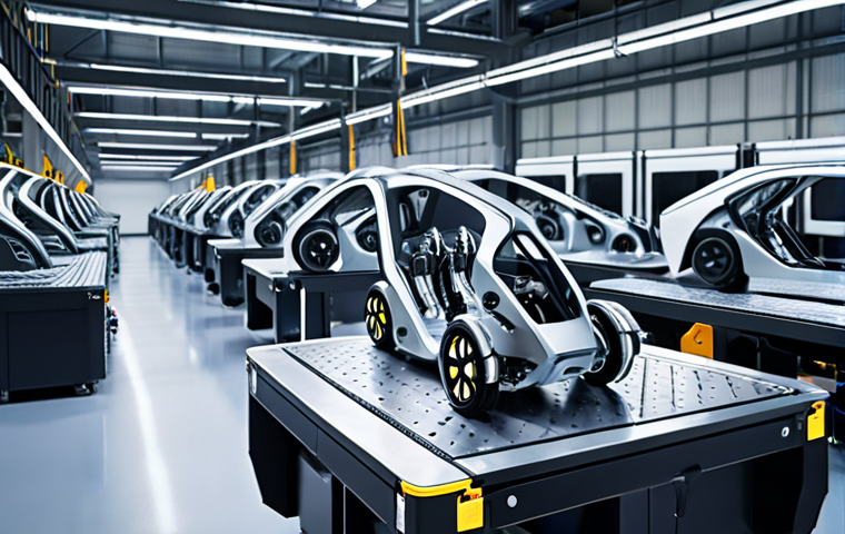 **

> Futuristic automotive factory interior. Robots using 3D printing to create intricate, lightweight car parts from advanced aluminum alloys. AI monitoring the process, ensuring quality and efficiency. Focus on cutting-edge technology and sustainable manufacturing.

**