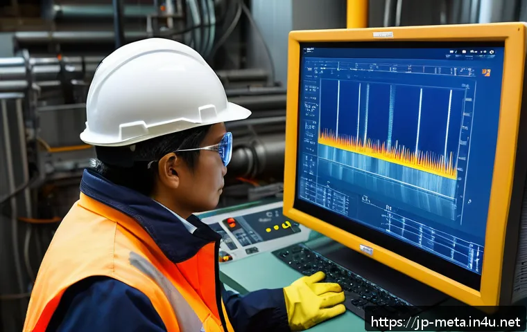금속 피로 해석 실무 - A high-tech industrial inspection scene featuring an engineer in safety gear using advanced ultrason...